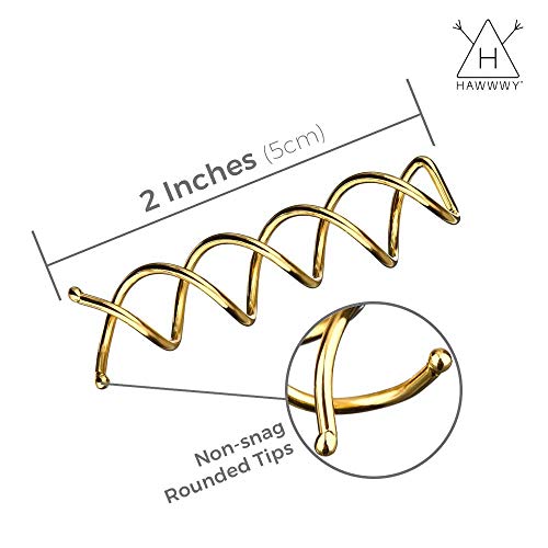 Hawwwy Spiral Spin Pins - 4 Pack Premium Gold Spin Pins | Easy & Fast Non-Scratch Alloy