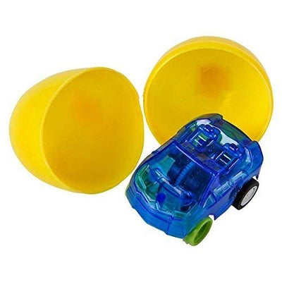 Kicko Mini Pull Back Car Filled Surprise Eggs - 12 Pack - 2 Inch - for Kids, Party Favors