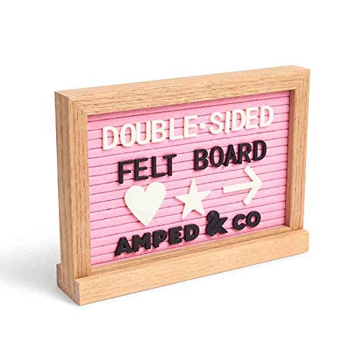 Double Sided 2in1 Message Board, Felt Letterboard Plus Whiteboard, Oak Frame