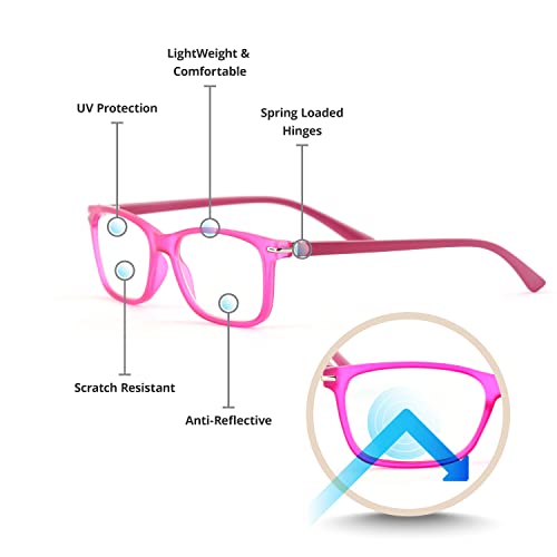 Blue-Light-Blocking-Reading-Glasses-Hot-Pink-1-75-Magnification-Computer-Glasses