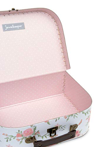 Jewelkeeper Paperboard Suitcases, Set of 3  Nesting Storage Gift Boxes for Birthday