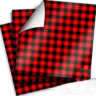 Craftopia Buffalo Plaid Vinyl Self Adhesive Sheets | 3-Pack 12 x 12 | Red and Black