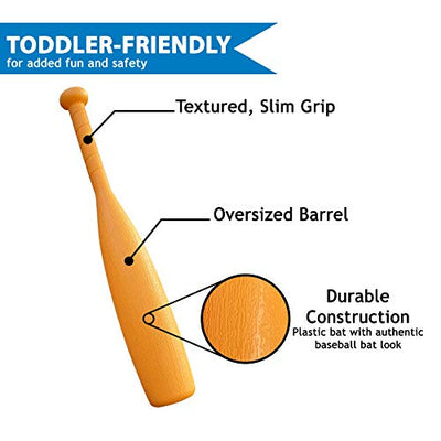 Toddler Baseball Set for Beginners: (1) Plastic, Toddler Baseball Bat & (3) Oversized