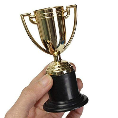 Kicko Plastic Golden Cup Trophy - 12 Pieces 4 Inch Achievement Prize Award - Perfect