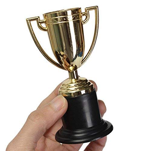 Kicko Plastic Golden Cup Trophy - 12 Pieces 4 Inch Achievement Prize Award - Perfect