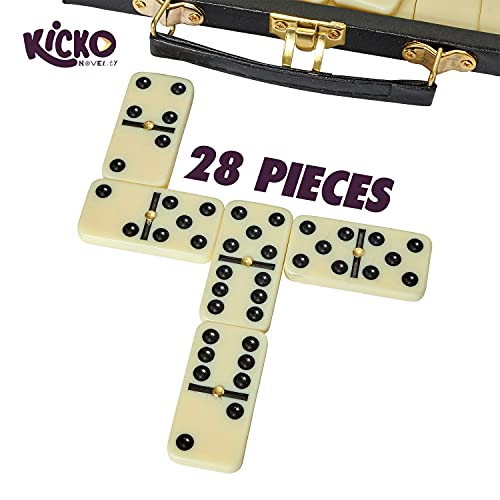 Kicko Premium Classic Domino Set - Jumbo - Double Six - 28 Thick Pieces In Durable Wooden