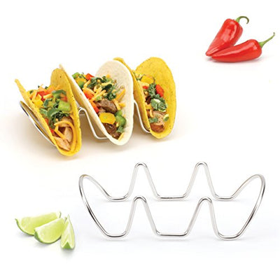 Taco Holders Set of 2 Premium Stainless Steel Stackable Stands, Each Rack Holds 3 Hard