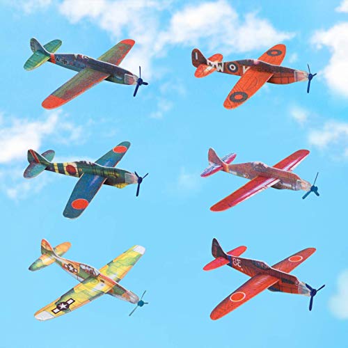 Kicko 12 Pack of Flying Glider Planes - Toys for Party, Kids and All Ages - Hand Launch