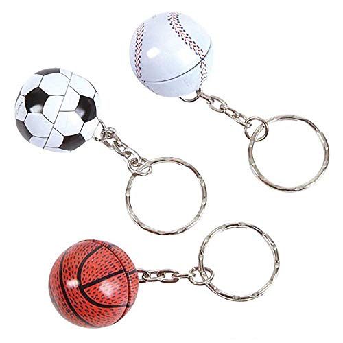 Kicko 3.5 Inch Sports Ball Keychain - 12 Pack Mini Backpack Hook for Olympic Fans