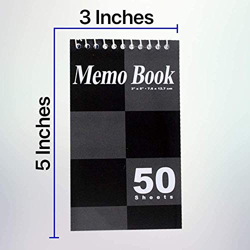 Kicko Spiral Notepads 3 x 5 Inches - Small Spiral Memo Pads - Top Bounded Memo Books - 24