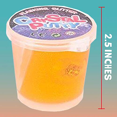 Kicko Flashing Crystal Putty Glittery Toys for Kids - 2.5 Inches Non-Toxic Slime - 6 Pack