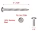 12 X 2" Stainless Pan Head Phillips Wood Screw, (25pc), 18-8 (304) Stainless Steel Screws