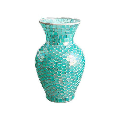 WHOLE HOUSEWARES | Mosaic Glass Vase | 10.5" Home Dcor Centerpiece | Elegant Glass