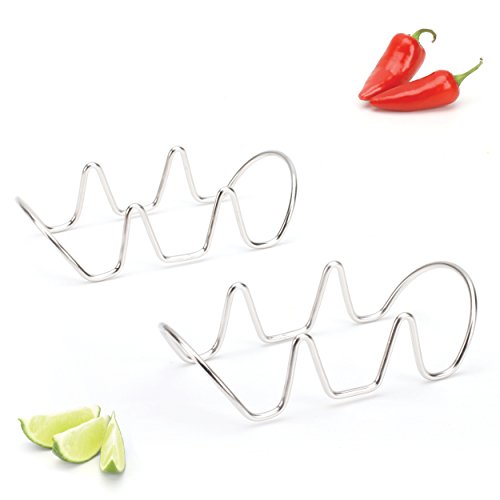 Taco Holders Set of 2 Premium Stainless Steel Stackable Stands, Each Rack Holds 3 Hard