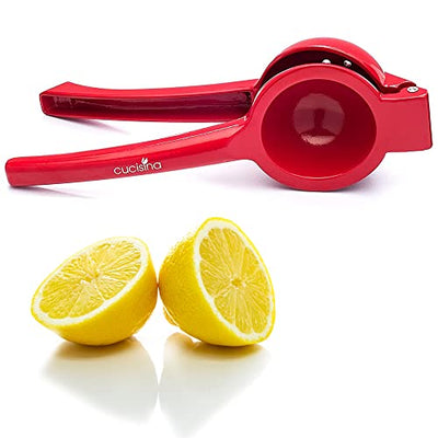 Cucisina Lemon Squeezer / Lime Juicer / Citrus Press - Commercial Grade Aluminum (Red