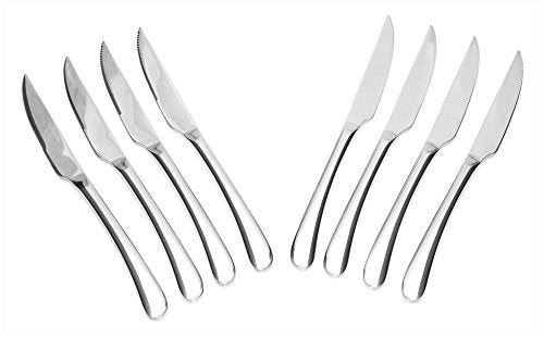 Bruntmor, ALBA Gourmet Stainless Steel 8-piece Steak Knife set with Full Tang Blades