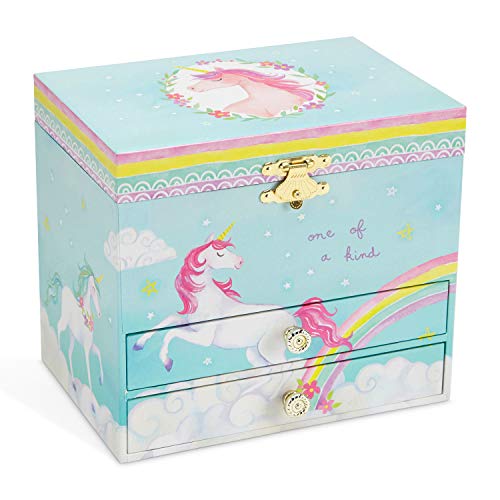 Jewelkeeper Unicorn and Rainbow Musical Jewelry Box with 2 Pullout Drawers, The Unicorn