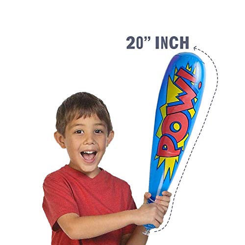 Kicko Jumbo Inflatable Baseball Bats - 12 Pack - Assorted Colors - Giant Pow Action