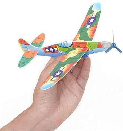 Kicko Foam Airplane Glider - 24 Pack - Colorful Slingshot Launcher Flying Plane -