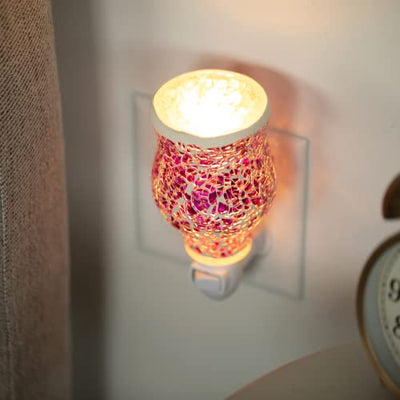 Mosaic Glass Plug-in Fragrance Wax Melt Warmers (Crackled Amber