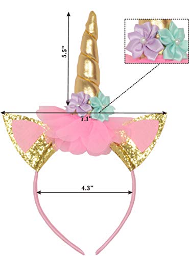 Unicorn Headband and Pink Satin Sash | Unicorn Birthday Party Supplies Favors | Unicorn