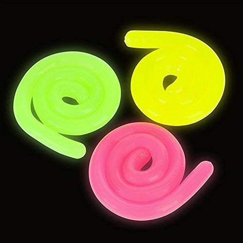 Kicko Glow in the Dark Stretch String - 12 Pack - 3 Neon Colors Educational Fidget Toy