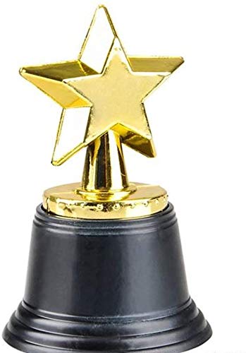 Kicko 4.5 Inches Plastic Golden Star Trophy - 12 Pieces Achievement Prize Award - Perfect