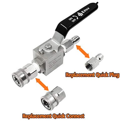 EDOU 4,500 PSI High Pressure Washer Ball Valve Kit 3/8" Male Plug X 3/8" Female Quick