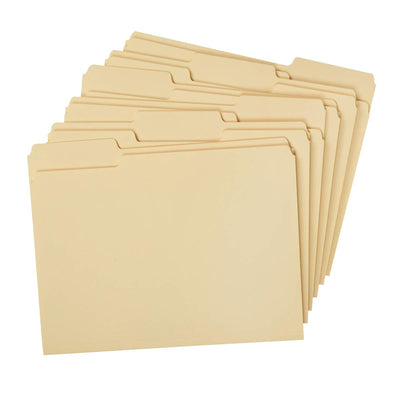 Kicko Manila File Folders - Letter Size Tab Folders - 0.33 Cut Tab - 100 Pack - Durable