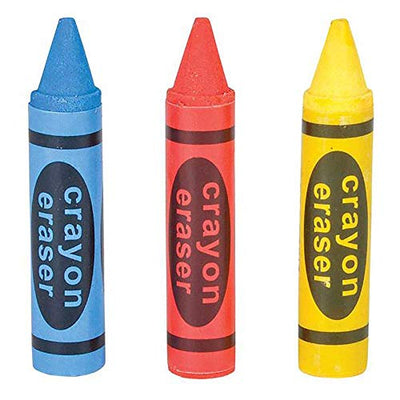 Kicko Crayon Shaped Erasers - 12 Pack Rubber Pencil Eraser - for School Supplies, Party