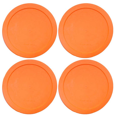 Lids for Pyrex and Anchor Round Glass Containers (2-Cups, Orange-4PK