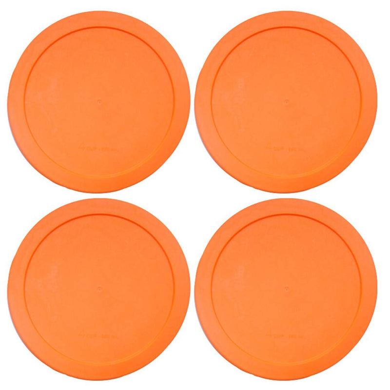 Lids for Pyrex and Anchor Round Glass Containers (2-Cups, Orange-4PK