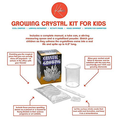 Kicko Growing Crystal Kit for Kids - 1 Set 4.5 Inch Magic Clear Jewelry Set - Ideal Skill