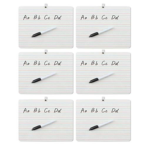 Kicko 6 Pack Double-Sided Dry-Erase Board with Marker for Classroom, Teacher, Home School