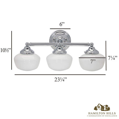 Hamilton Hills Triple Rounded Glass Light Fixture Vanity Bathroom Lights Classic