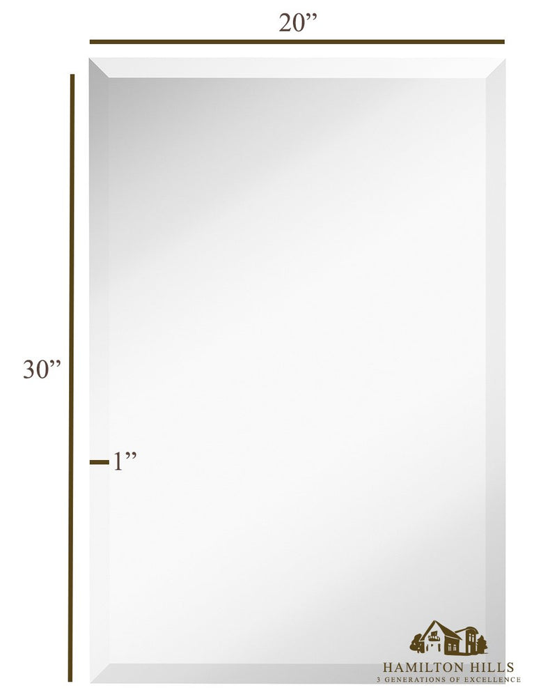 Large Simple Rectangular Streamlined 1 Inch Beveled Wall Mirror Premium Silver Backed