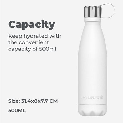 Super Insulated Stainless Steel Water Bottle  500ml  Carbon Black  Bpa Free