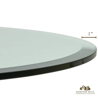 28 Inch Beveled Glass Table Top | 3/8" Thick Tempered Polished Edge | 28" Diameter 1"