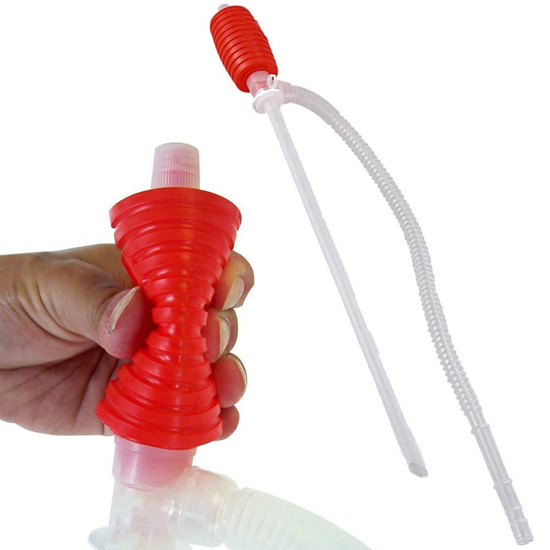 Katzco Quick Squeeze Liquid Transfer Kit - 2 Pack - Siphon Hand Pump for Draining Gas