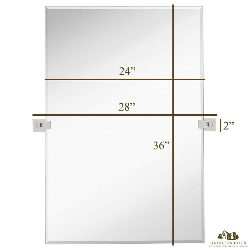 Rectangle Square Gold Pivot Mirror Adjustable Moving & Tilting Wall Mirror | 24" X 36"