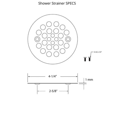 Shower Drain Cover, All Brass Construction (Shower Drain Cover, Matte Black