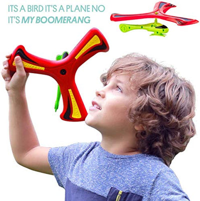 Kicko Boomerang Helicopter - 10 Inch Self-Returning Chopper - Toss and Catch Single Player