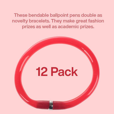 Kicko Bendy Ballpoint Bracelet Pen - 12 Pack - Fashionable Magnetic Snap Wristbands