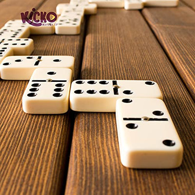 Kicko Premium Classic Domino Set - Jumbo - Double Six - 28 Thick Pieces In Durable Wooden