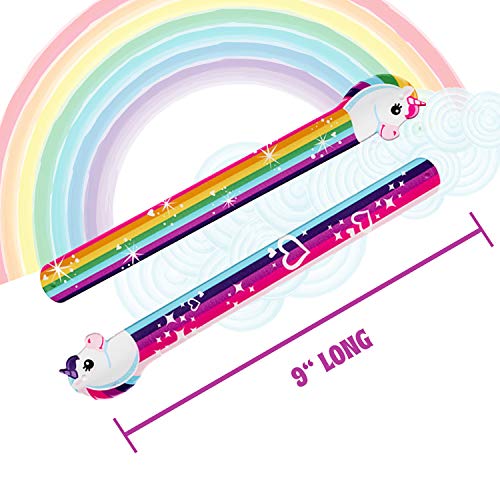 Kicko Unicorn Shaped Slap Bracelet - 9 Inch Rainbow Colored Slap Bracelet - 12 Pack