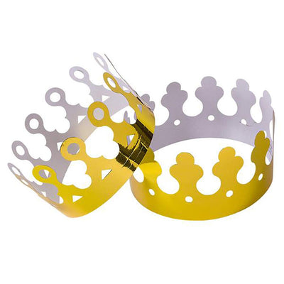 Kicko Paper Crown Party Hat - Pack of 12 Adjustable Golden Foil Headdresses for King Queen