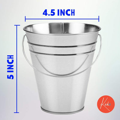 Kicko 24 Pack Large Galvanized Metal Buckets with Handles - 5 x 4.5 Inches Unique Goody