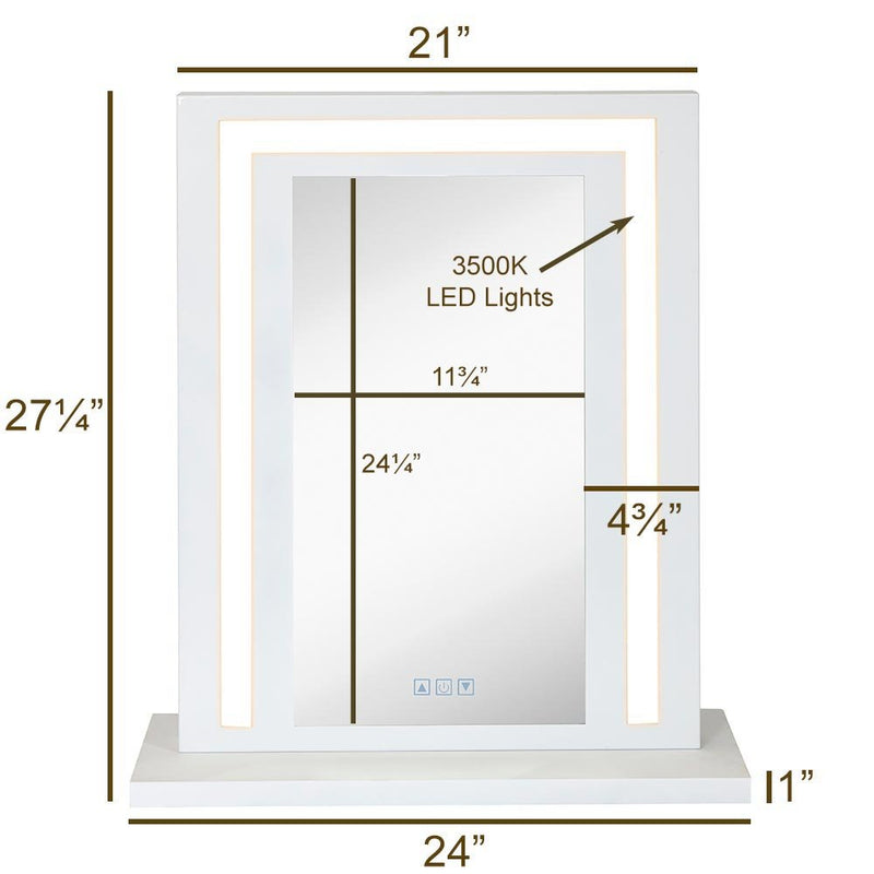 Hamilton Hills Modern White Hollywood Vanity Mirror with Lights - Makeup Dressing Table