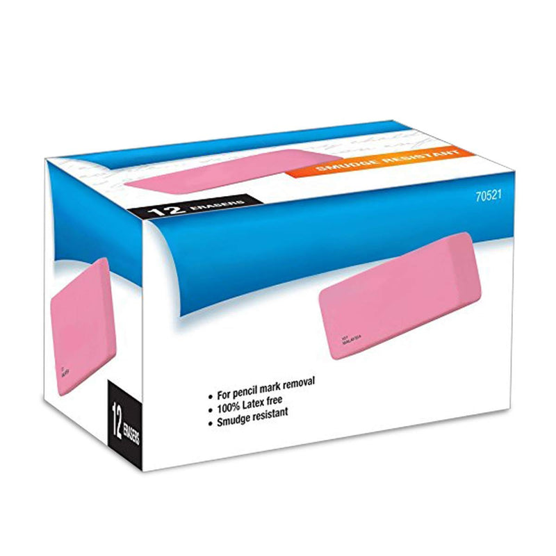 Kicko 12 Pack Soft Pink Bevel Erasers - Rubber Erasers for Teachers, Students, Classroom