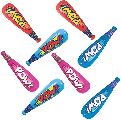 Kicko Jumbo Inflatable Baseball Bats - 12 Pack - Assorted Colors - Giant Pow Action